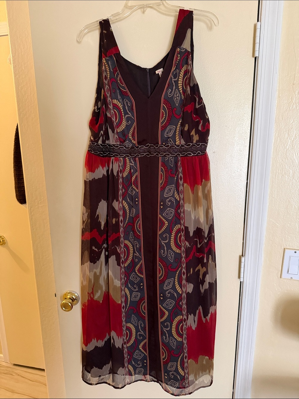 Reba Brown and Red Printed Bohemian Maxi Dress 16 Good Condition evening dress